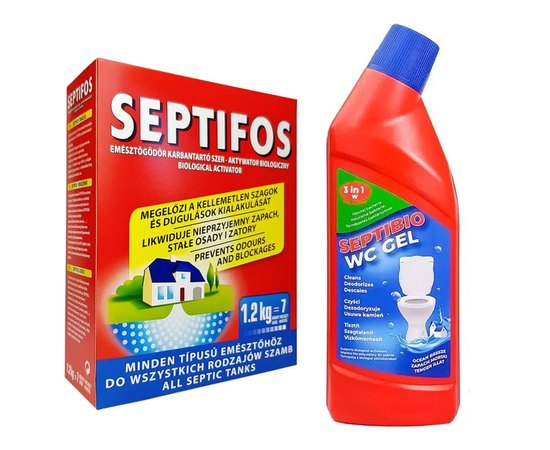 Набір біопрепарат для вигрібних ям Septifos 1,2 кг  + БіоГель Septifos Septibio Gel WC 3в1 750 мл