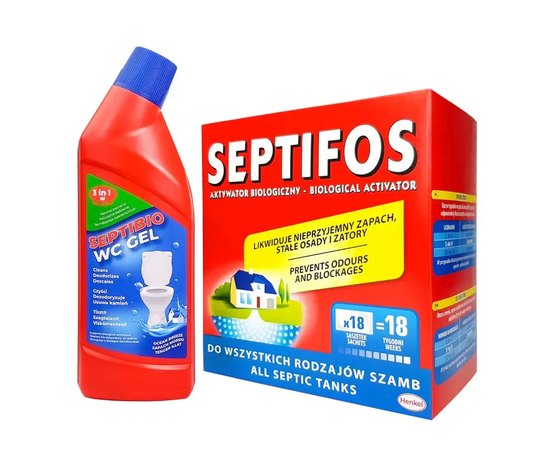 Набір Біопрепарат для вигрібних ям Septifos 648 г+ БіоГель Septifos Septibio Gel WC 3в1 750 мл