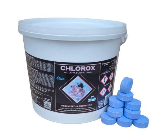 Таблетки для басейну CHLOROX BLUE TABS багатофункціональні 250 шт/уп 5 кг (1 таблетка 20 г), Количество таблеток в упаковке: 250 шт., Вага таблетки: 20 г, Вага упаковки: 5000 г