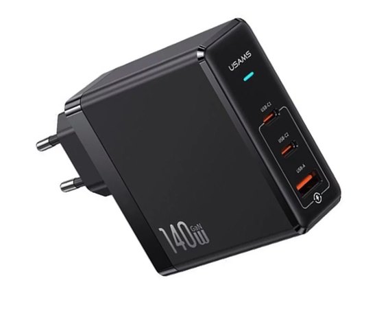 Зарядное устройство USAMS US-UM Fast Charger Kit GaN Type-C to Type-C Cable 240W PD3.1 T52 US-CC168  1USB/2Type-C, 140W/5 Black (000010738)