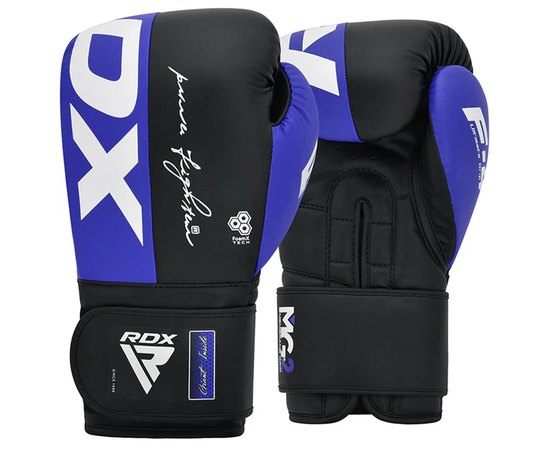 Боксерські рукавички RDX F4 Boxing Sparring Gloves Hook&Loop Blue/Black 10 ун. (BGR-F4U-10OZ), Колір: Синій/Чорний, Вага: 10 унцій