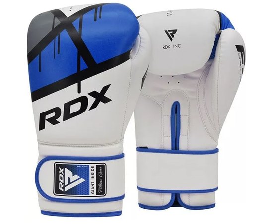 Боксерські рукавички RDX F7 Ego Blue 10 ун. (BGR-F7U-10oz), Колір: Білий/Синій, Вага: 10 унцій