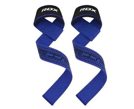 Лямки для тяги RDX S4 Gym Cotton Gel Straps Blue Plus (WAC-S4U+), Цвет : Синий