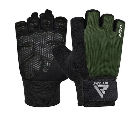 Перчатки для фитнеса RDX W1 Half Army Green Plus M (WGA-W1HA-M+), Размер: M, Цвет: Black/Green