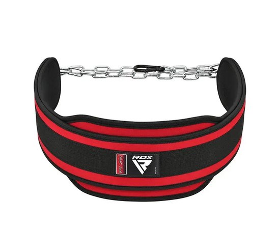 Пояс для обтяжень з ланцюгом RDX T7 Dipping Belt 2 Layer неопрен Red (WDB-T7R), Колір: Red