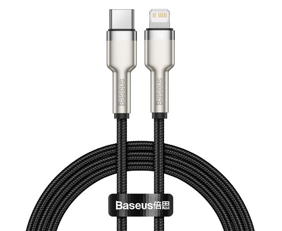 Кабель Baseus Type-C to Lightning Cafule Series Metal Data Cable 1M, 20W, PD CATLJK-A05 Black (000006571), Цвет: Black