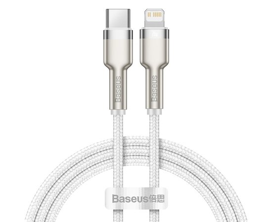 Кабель Baseus Type-C to Lightning Cafule Series Metal Data Cable 1M, 20W, PD CATLJK-A05 White (000006956), Колір: White