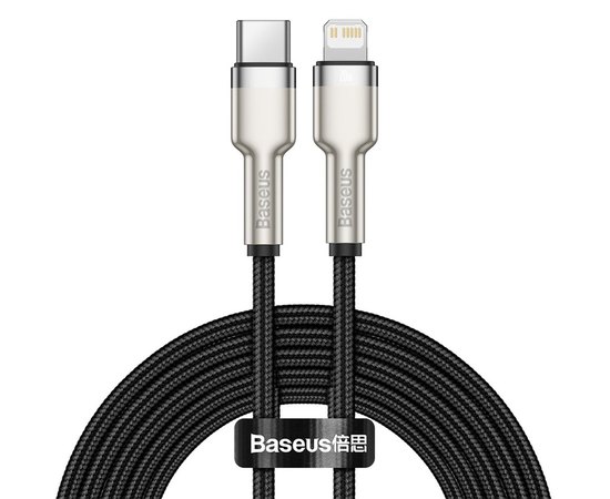 Кабель Baseus Type-C to Lightning Cafule Series Metal Data Cable 2M, 20W, PD CATLJK-B02 Black (000006572), Цвет: Black