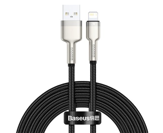 Кабель Baseus Lightning Cafule Series Metal Data Cable 2M, 2.4A CALJK-B02 Black (000006575)