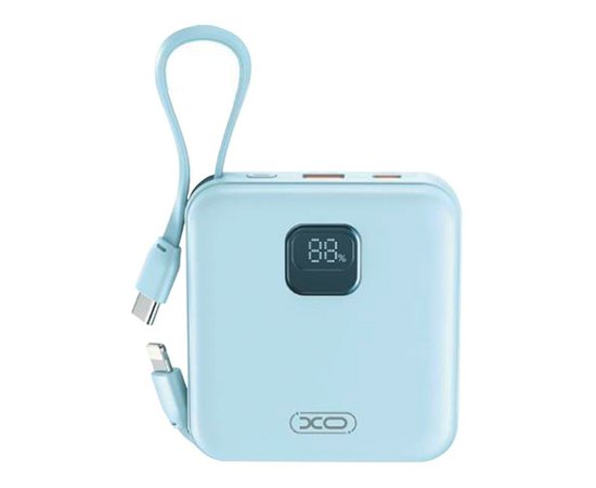 Повербанк XO PR235 22.5W with built-in iP and TYPE-C cable 10000 mAh Blue (6920680851317), Колір: Blue