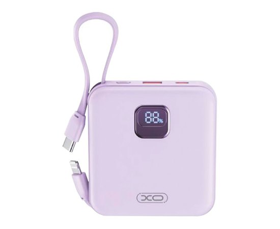 Повербанк XO PR235 22.5W with built-in iP and TYPE-C cable 10000 mAh Purple (6920680851324)