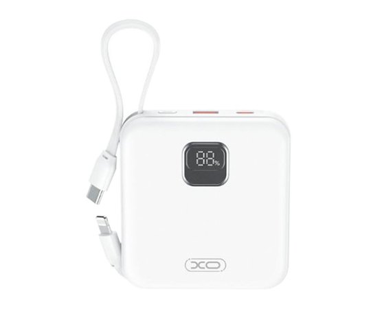 Повербанк XO PR235 22.5W with built-in iP and TYPE-C cable 10000 mAh White (6920680851331)