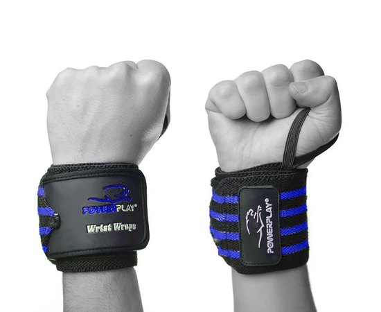 Бинти для зап'ястя PowerPlay 3081 Gym Wrist Wraps чорно-сині (PP_3081_Blue)