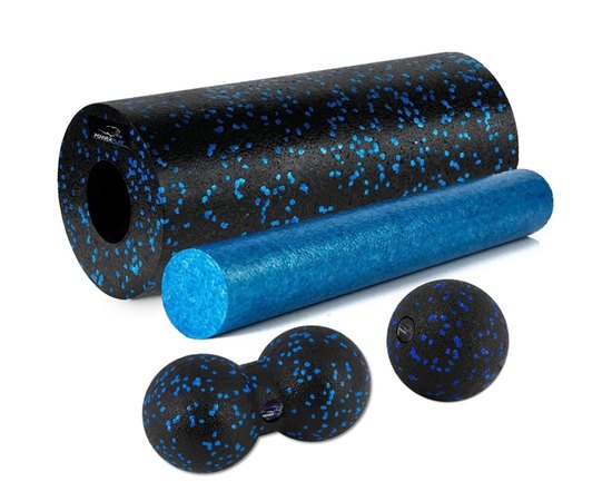 Масажний набір PowerPlay PP_4015 EPP Foam Roller Set 4 in 1 Чорно-синій (PP_4015_Blue), Колір масажера: Чорно-синій