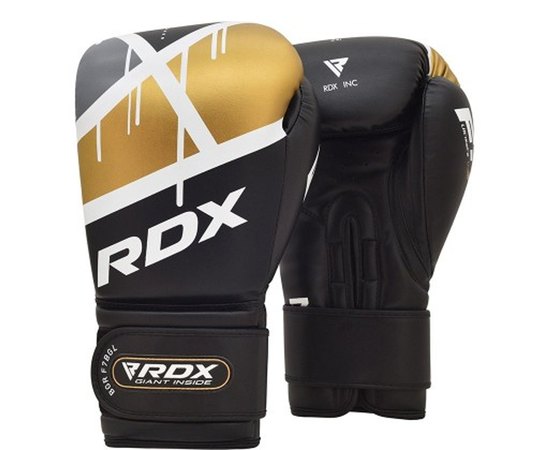 Боксерські рукавички RDX F7 Ego Black Golden 12 ун. (BGR-F7BGL-12oz), Колір: Чорний/Золотий, Вага: 12 унцій