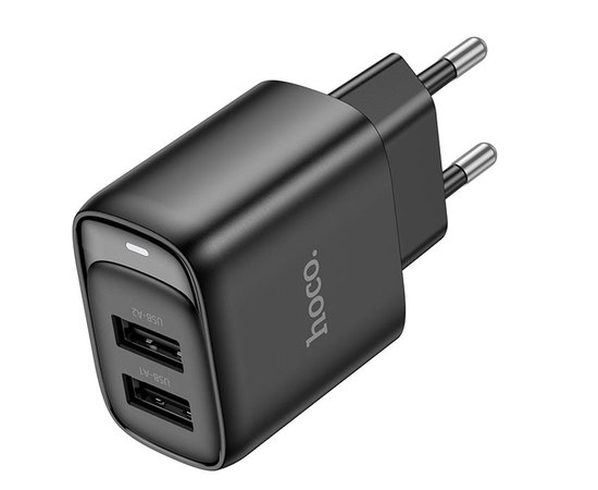 Зарядний пристрій Hoco Smart dual-port charger C141A 2USB. 2.1A/10.5W Black (000010915), Колір: Black