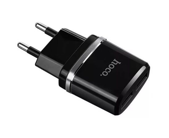 Зарядний пристрій Hoco Lightning C12 2USB, 2.4А Black (000000109)