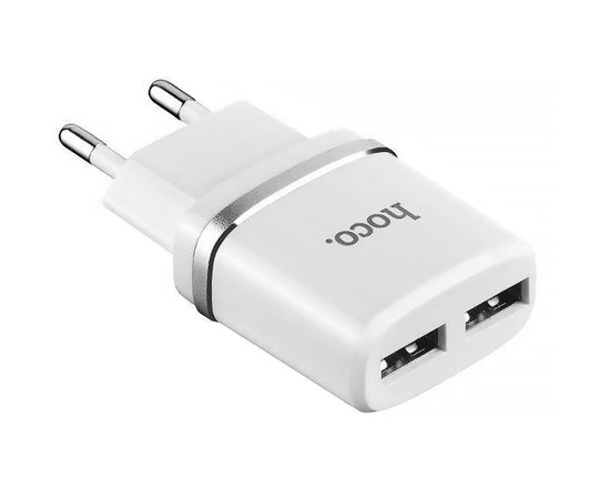 Зарядний пристрій Hoco C12 2USB, 2.4А White (000000108), Колір: White