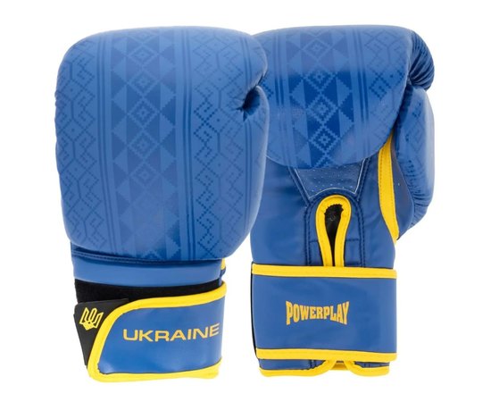 Боксерські рукавички PowerPlay 3021 Ukraine Синьо-жовті 8 ун (PP_3021_8oz_Blue-Yellow), Вага: 8 унцій