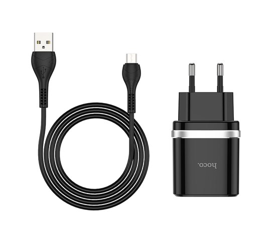 Зарядний пристрій Hoco Micro USB Cable Smart FCP/AFC C12Q 1USB, 3A, 18W, QC3.0 Black (000004773)