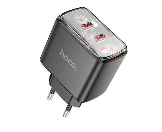 Зарядний пристрій Hoco Smart Charger CS43A 2Type-C, 45W/3A, PD/QC Black (000010810), Колір: Black