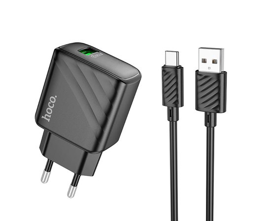 Зарядное устройство Hoco Type-C cable Rich single Port charger CS21A 1USB, 18W/3A, QC Black (000010321)