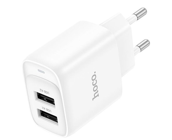 Зарядний пристрій Hoco Smart dual-port charger C141A 2USB. 2.1A/10.5W White (000010914), Колір: White