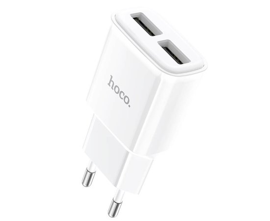 Зарядний пристрій Hoco Star round dual Port charger C88A 2USB, 2.4A White (000007684)