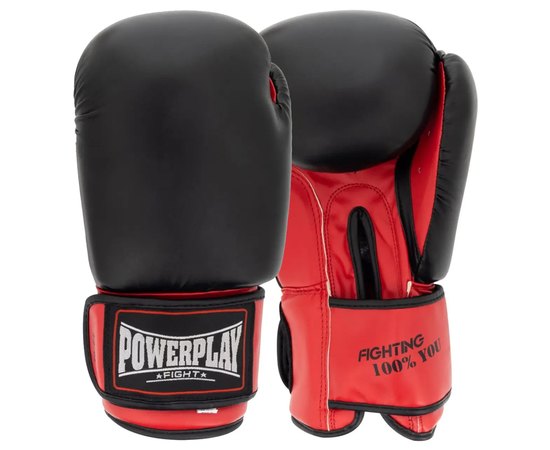 Боксерские перчатки PowerPlay 3004 Черно-красные 14 ун (PP_3004_14oz_Bl/Red), Вес: 14 унций