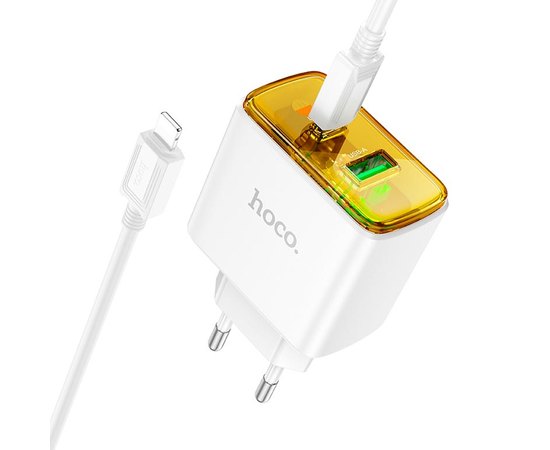 Зарядний пристрій Hoco Smart Charger Type-C to Lightning Cable set CS42A 1Type-C/1USB, 30W/3A, PD/QC White (000010807), Колір: White