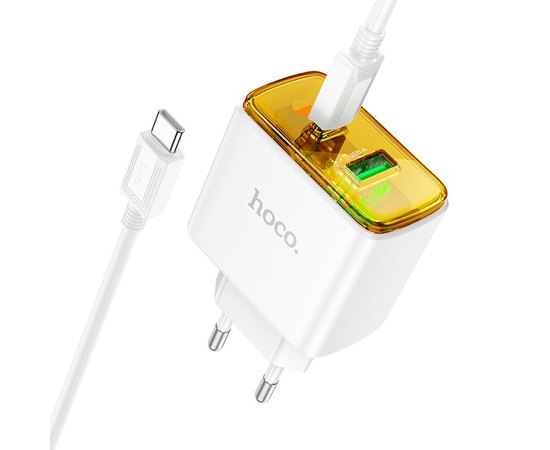 Зарядний пристрій Hoco Smart Charger Type-C to Type-C Cable set CS42A 1Type-C/1USB, 30W/3A, PD/QC White (000010809), Колір: White