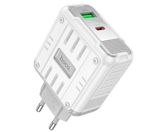 Зарядний пристрій Hoco Rock Charger C138A 1USB/1Type-C, 65W/3A, PD/QC White (000010913)