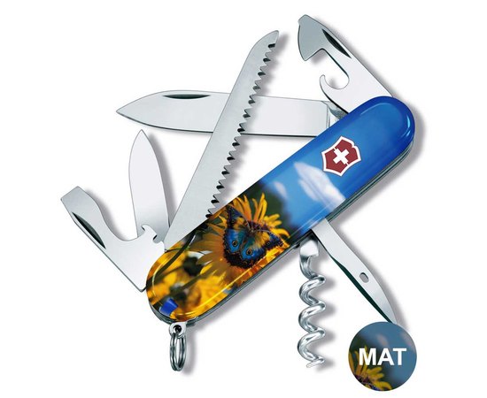 Багатофункціональний ніж Victorinox Camper Ukraine Соняшники та метелик 1.3613.7.T3200pw