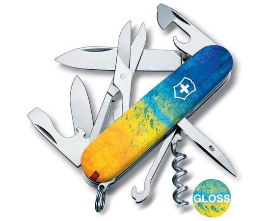 Багатофункціональний ніж Victorinox Climber Ukraine Жовто-синій малюнок 1.3703.7.T3100pw