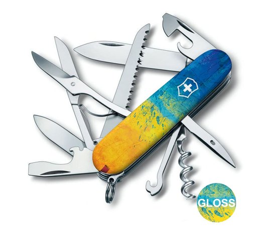 Багатофункціональний ніж Victorinox Huntsman Ukraine Жовто-синій малюнок 1.3713.7.T3100pw