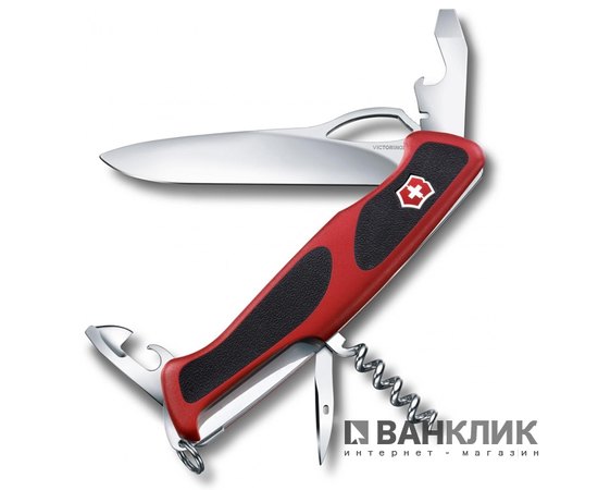 Нож Victorinox Delemont, RangerGrip 61, 130 мм, красный/черный 0.9553.MC