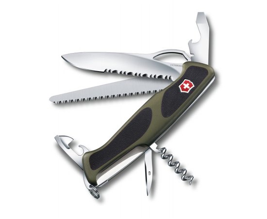 Нож Victorinox Delemont, RangerGrip 179, 130 мм, зеленый/черный 0.9563.MWC4