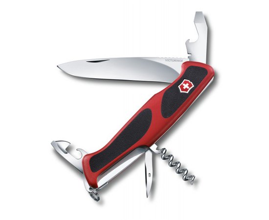 Нож Victorinox Delemont, RangerGrip 68, 130 мм, красный/черный 0.9553.C