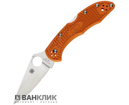 Нож Spyderco Delica 4 Flat Ground оранжевый (C11FPOR)