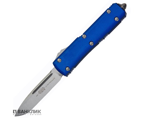 Нож Microtech Ultratech Drop Point Stonewash blue 121-10BL, Цвет : Синий, Покрытие клинка: SW (Stonewash)