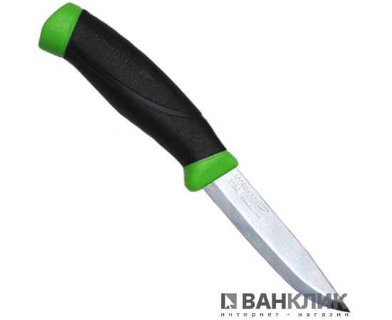 Нож Morakniv Companion, блистер, green 12091, Цвет : Green, Марка стали: Sandvik 12C27, Материал рукояти: Прорезиненный пластик