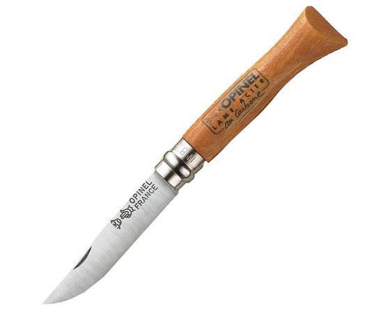 Ніж Opinel №8 Carbone (113080), Колір: Brown, Марка сталі: Вуглецева, Матеріал рукояті: бук