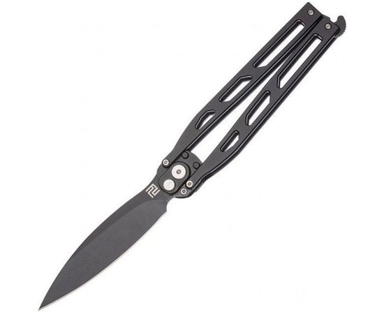 Ніж Artisan Kinetic Balisong Black (1823PL-BK), Колір: Чорний, Марка сталі: D2, Матеріал рукояті: Нержавіюча сталь