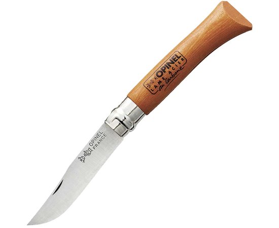 Нож Opinel №10 Carbone (113100), Марка стали: Углеродистая, Материал рукояти: Бук