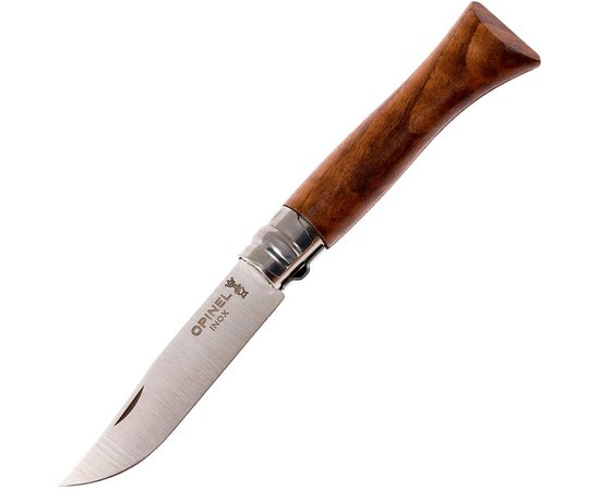 Ніж Opinel №8 Inox горіх (002022), Колір: Горіх, Марка сталі: Sandvik 12C27, Матеріал рукояті: Горіх