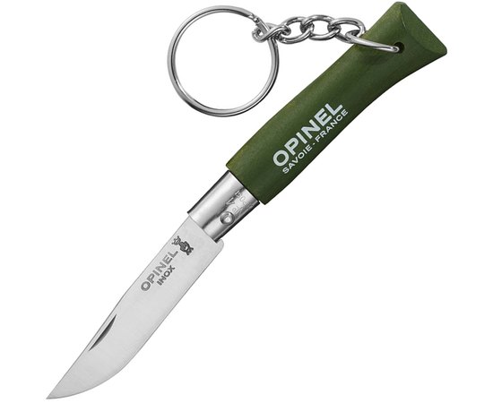 Ніж Opinel Keychain №4 Inox темно-зелений (001743-k), Колір: Темно-зелений, Матеріал рукояті: бук