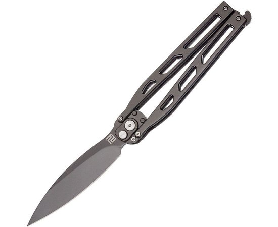 Нож-бабочка (балисонг) Artisan Kinetic Balisong Small black (1823PLS-BK), Цвет : Black, Марка стали: D2, Материал рукояти: Нержавеющая сталь