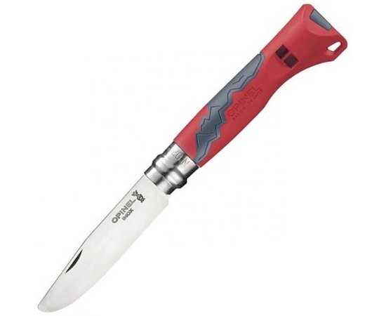 Ніж Opinel №7 Outdoor Junior червоний (001897), Колір: Червоний, Марка сталі: Sandvik 12C27, Матеріал рукояті: Пластик