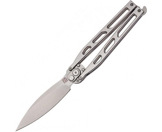 Ніж-метелик (балісонг) Artisan Kinetic Balisong Small silver (1823PLS-SW), Колір: Silver, Марка сталі: D2, Матеріал рукояті: Нержавіюча сталь