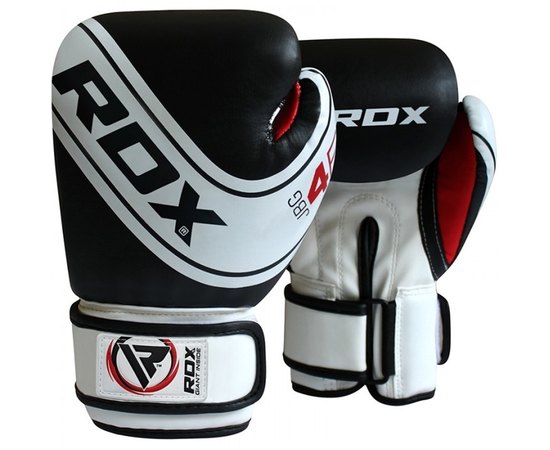 Боксерские перчатки RDX 4B Robo Kids White/Black 6 ун. JBG-4B-6oz (1_10114), Цвет: Чёрный/Белый, Вес: 6 унций